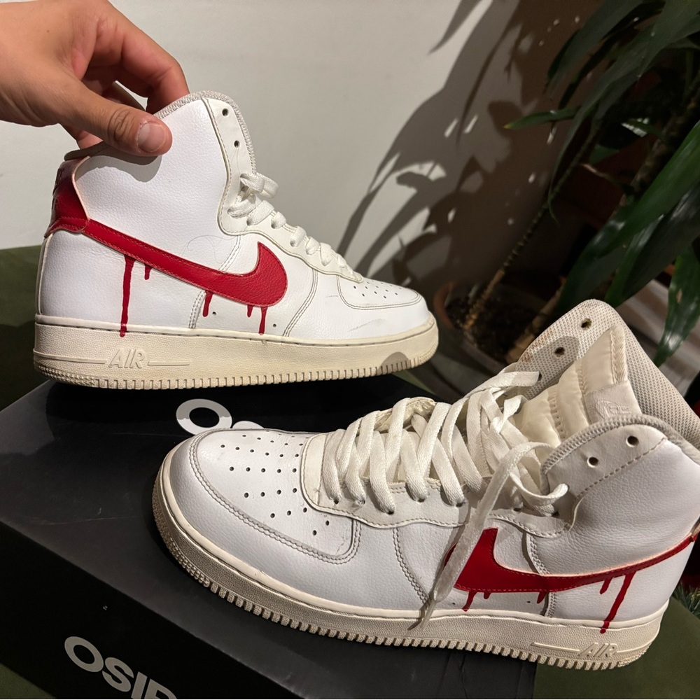 Nike Air Force 1 High Top Custom “Red Drip”